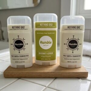 Humble Deodorant Lot of 3 2.5oz Palo Santo Frankincense Bergamot Ginger **NEW**